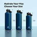 POWCAN 24 oz Water Bottle Insulated: BPA-Free, Leakproof Lid with Straw, Lightweight, Flex Cap, Stainless Steel Insulated Flask for Office, Men, Gym, Commute, Worker, Walking, Cycling (Indigo Blue)