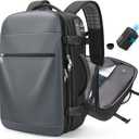 POSO Vacuum Backpack Travel – 60L Expandable Vacpack Backpack with Vacuum Pump/TSA Lock/Laptop Compartment (Fits 17"), Water-Resistant Compression Bag for Flight & Business (Grey)