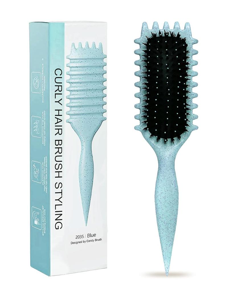 Blue Curl Defining Brush for Curly Hair Detangling & Styling Brush for Women & Men, Defines 2A to 4C Curls, Reduces Frizz, Perfect for Wet & Dry Hair (Blue)