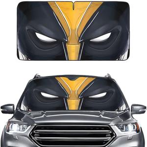 GENANY Black Yellow Masked Eyes Windshield Sun Shade 64x32 Inch Silver Car Shade for SUV Truck Summer Parking Heat Blocker