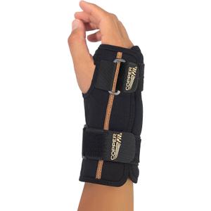 Copper Fit Unisex Adult Fingerless Rapid Relief Adjustable Wrist Wrap with Ice Pack or Heat Therapy, Black, Adjustable