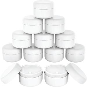 Houseables Lotion Jars, Lotion Container, Cosmetic Jars with Lids, Body Butter Containers, Travel Pots for Creams, Makeup, Moisturizer, Storage, Refillable, Empty, Small, Plastic, White, 4 OZ, 12 PK