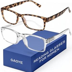Gaoye 2-Pack of Reading Glasses - Blue-Light Filter, UV Protection - Readers with Rectangle Frames