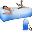 Inflatable Couch Air Sofa - Portable Gradient Color Inflatable Lounger for Camping, Hiking, Festival & Beach Accessories - Waterproof and Easy to Set Up Camping Essentials Beach Gear (Sky)