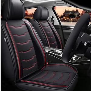 Car Seat Covers Fit for Chevy Trailblazer 2021 2022 2023 2024 Full Set Seat Cover Waterproof Faux Leather, Compatible Airbag Automotive Cushion Protector(5 Seats, Red Line)