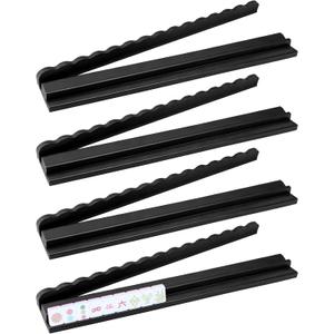 Leinuosen 4 Pcs Wooden Scalloped Mahjong Racks with Pushers, 17.7 x 2.4 x 1 in