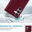 ZZXX for Samsung Galaxy S26 Wallet Case with [RFID Blocking] Card Slot Stand Strong Magnetic PU Leather Flip Fold Protective Phone Case for Samsung Galaxy S26 Case Wallet(Wine Red-6.2 inch)