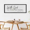 ZZJJHYWGQ Bible Verse Wall Decor With God All Things Are Possible 32"×12" Christian Religious Home Inspirational Print Catholic Sign for Living Room Religious Faith Large Hanging Art (Black)