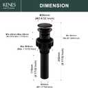KENES Oil Rubbed Bronze Pop Up Bathroom Sink Drain with Overflow, Lavatory Bathroom Vanity Sink Drain Stopper, Sink Drain Assembly with Overflow Anti Clog Pop Up Drain