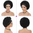 Ms Taj Headband Wig Human Hair Short Afro Kinky Curly Headband Wigs for Black Women Human Hair Glueless Afro Wigs for Women 150% Density Brazilian Virgin Hair Natural Black (10 inch)