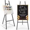 Black Easel Stand for Sign, Heavy Duty Metal Display Easel with Adjustable Chain, 4-Tier Height Art Easel for Painting, Wedding Sign, Posters & Commercial Display