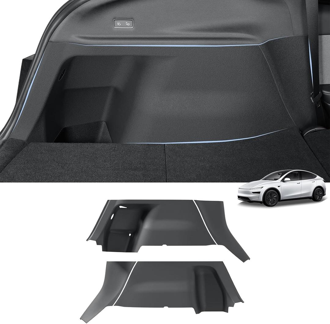 LUCKEASY Rear Trunk Side Full Protective Cover for Tesla Model Y Juniper 2026 2025 5 Seat (Standard & Premium & Performance) TPE Rear Trunk Left & Right Side Wrap Guards Cover Velcro Accessories Black