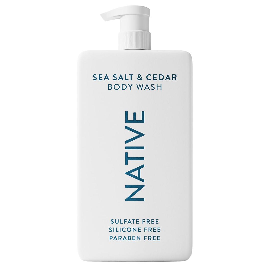 Native Sulfate Free Body Wash Contains Naturally Derived Ingredients | for Women & Men| Sea Salt & Cedar, 36 oz