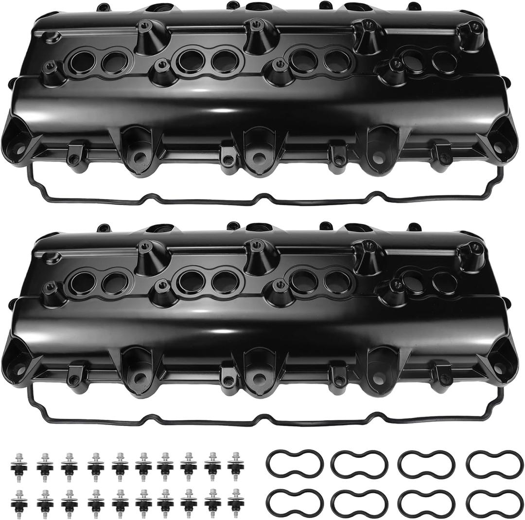 Aluminum Engine Valve Covers Kit Compatible with Jeep Dodge Chrysler | Compatible with 2006-2021 Jeep Grand Cherokee Wrangler Dodge Charger Durango Ram Chrysler 300 Aspen 1500 2500 5.7L 6.4L V8