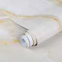 Anmon Marble Contact Paper Peel and Stick Wallpaper,Thickened Self Adhesive Waterproof Vinyl Film Faux Granite Roll Removable for Countertop Kitchen Bathroom Cabinet 11.8" x 78.7" (White & Gold)