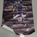 WHZKCYH American Football Sports Eagles Poster For Kids Fun Teen Birthday Christmas Gifts Jalen Hurts Rugby Star Posters Canvas Wall Art Print Picture For Home Room Decor (24"L x 36"W)