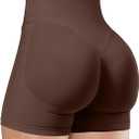Unthewe Womens Workout Seamless Scrunch Butt Lifting Shorts High Waisted Tummy Control Gym Yoga Shorts Brown Medium