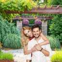 Spring Garden Backdrop Park Natural Scenic Flower Meadow Grassland Photography Background Green Plants Brick Pillar Garden Theme Backdrop for Girl Kid Adult Photo Booth Shoot Studio Props 7x5ft
