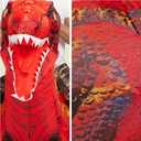 Spooktacular Creations Adult Inflatable Dinosaur Costume, Riding a Raptor, Printing T-rex Air Blow-ups with Light Eyes (Red)