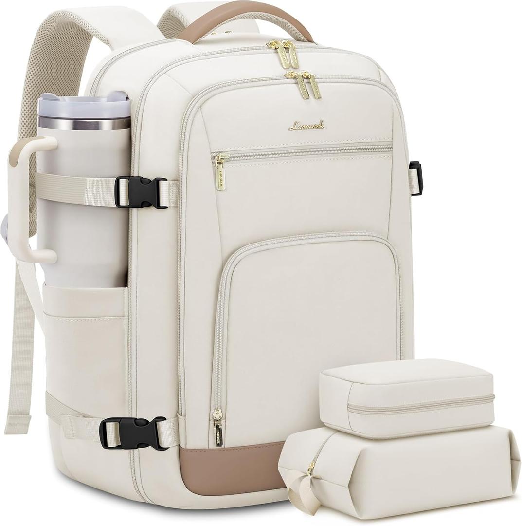 LOVEVOOK 40L Travel Backpack for Women Flight Approved, Carry on Backpack for Airplanes, TSA Personal Item Travel Bag, Waterproof 17 Inch Laptop Backpack, Business Weekender Overnight Daypack, 3Pcs