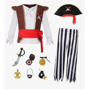 Kids Pirate Costume for Boys with Pirate Accessories Set Halloween Party Dress Up. size M