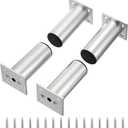 Sumnacon 4PCS Aluminium Alloy Furniture Legs - Round Adjustable Sofa Legs Furniture Cabinet Legs, 4 Inch Funiture Feet for Cabinet Desk Table Chair Sofa Bed, Silver
