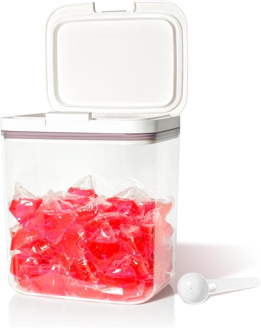 Gute Laundry Pod Holder with Lid - 67oz Sealed Automatic Pop-Up Dispenser, Laundry & Dishwasher Pods for Laundry Room Organization-2L