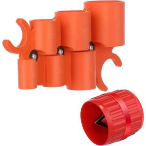1/4'' - 1'' Depth Gauge and Pipe Deburring Tool Kit, 1/8'' to 1-5/8'' Inner Outer Reamer Pipe Tubing Chamfer Tool for PVC PPR Brass CPVC PE-RT Aluminum