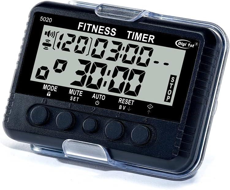 T-5020 Fitness Interval Timer, Multi-Functional Training Timer with Pacer Black