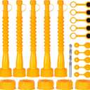 Gas Can Spout Replacement 5 Kits, Gas Can Nozzle Replacement Set for most 1/2/5 Gallon Gas Cans, Upgraded Fuel Tank Spout with Flexible Nozzle, Vent Cap, Thick Rubber Pad, Spout Cover, Yellow