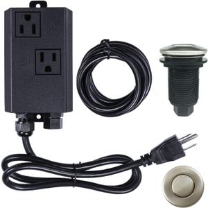 Garbage Disposal Air Switch Kit Dual Outlet Sink Top Waste Disposal Stainless Steel Brushed Nickel On/Off Air Button Food and Waste Disposals Part by Etoolcity, Dual Outlet Short/2'', Stainless Steel Brushed