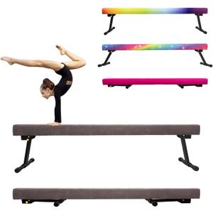 86 York 6ft/8ft Gymnastics Balance Beam, High and Low Floor Beam Gymnastics Equipment for Kids/Adults,Gymnastics Beam for Training,Physical Therapy and Professional Home Training with Legs (Length: 8FT & Height: 7''-23'', Grey)