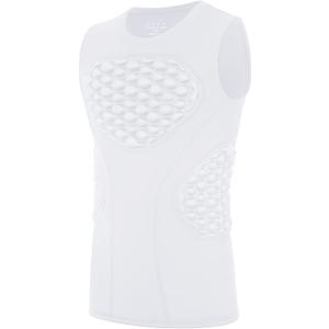 Youth Football Baseball Padded Compression Shirt Boys Chest Protector Heart Sternum Rib Guard for Softball Lacrosse, L, White