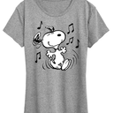 Peanuts - Snoopy Dancing T-Shirt,Medium Size, Grey