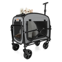 Lekereise Extra Large Pet Carrier with Wheels – Soft-Sided, Foldable, Stable & Ventilated Travel Crate for Cats and Small Dogs, Grey