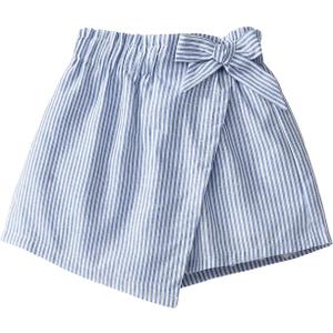MakeMeChic Girl's Summer Shorts Elastic Waist Striped Bow Wrap Asymmetrical Cute Casual Shorts