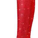 Women Rhinestone Over the Knee Cowboy Boots, Sparkly Bling Cowgirl Boots Western Thigh High Boots Pull-On Side Zippers Chunky Heel Pointed Toe Size5-12 For Fashion&Daily (Red)