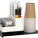 Small Coffee Station Organizer, Countertop Cup Holder for Cups, Lids, Pods, Stirrers, Condiment Supplies