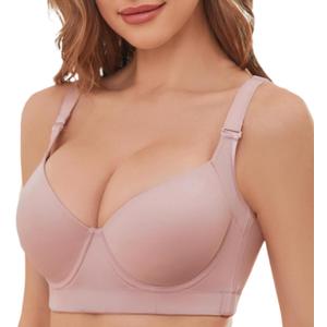 Bras for Women Push Up Bra Back Fat Smoothing Bra Comfort Lightly Padded Underwire Support T-Shirt Bras