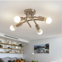 5-Lights Kitchen Lighting Fixtures Ceiling, Semi Flush Mount Ceiling Light, Modern Light Fixtures Ceiling Mount, Mid Century Industrial Sputnik Chandelier for Bedroom, Living Room(Brushed Nickel)