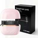Mini Straightener Brush, Rechargeable Portable Hair Straightener Brush, 3-Speed Temperature Control, Anti-Scald Shell, Lightweight and Portable for Home Travel Gift (Pink)