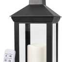 14" Decorative Candle Lantern Black Outdoor Lanterns Timer Candles - IP44 Waterproof Vintage Lanterns Battery Powered LED Decorative for Wedding - Warm White Hanging Wall Lanterns Indoor