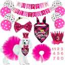 Dog Birthday Bandana Girl Dogs Birthday Party Supplies with Red Tutu Crown Scarf Numbers Red Bowtie Tutu Skirt Paw Balloons for Girl Dog Birthdays Decorations Supplies