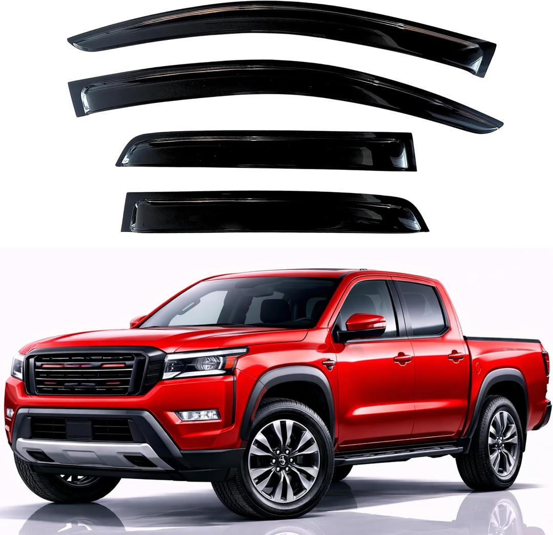 KPY Rain Guards Fit for 2022-2026 Nissan Frontier Crew Cab, Out-Channel Window Visors Vent Wind Deflectors 4PC, Truck Accessories for 22-26 Frontier Crew Cab (Full-Size Cabs)