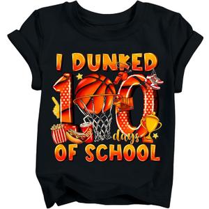 Boys Girls 100 Days of School Shirt Kids Happy 100th Day of School T-Shirts Toddler Graphic Tee Tops 2026 (3T-10T) (Black)