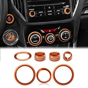 Auovo Radio Knob Cover for Subaru Crosstrek Accessories 20182023 / Impreza 20172023/ Forester 20192024 AC Knob Outer Ring Air Conditioner Volume Tune Knob Trim 7pcs (Sun Orange, A)