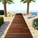 12FT Wooden Garden Pathway, Outdoor Roll Out Decorative Garden Walkway, Weather-Resistant Non-Slip Hardwood Pathway for Backyard, Beach, Wedding Party Paths