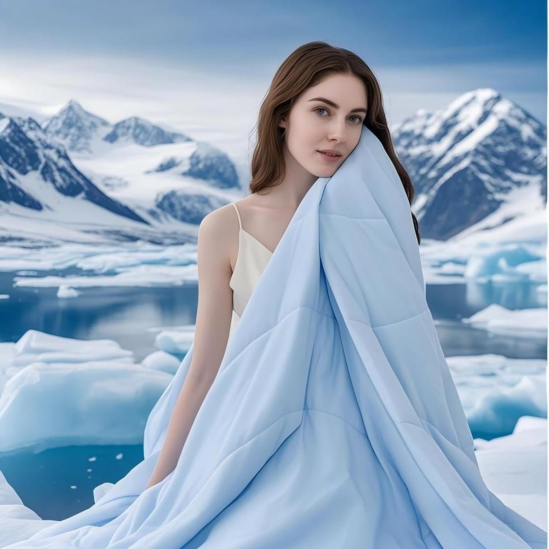Cooling Comforter King Size - Cooling Blankets for Hot Sleepers and Night Sweats, Absorbs Body Heat to Keep Cool, Luxury Breathable Soft Lightweight - Blue, Q-Max>0.4, King (90" x 106")