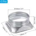 PATIKIL 6 Inch Duct Connector Flange, 3 Pcs Metal Straight Pipe Flange Square to Round Interface Air Duct for Heating Cooling Ventilation HVAC System