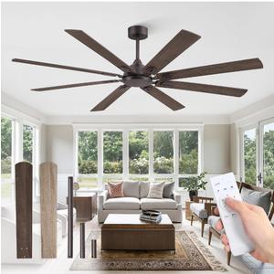 72 Inch Ceiling Fans No Light with Remote, Modern Ceiling Fan Without Light, Dual Finish 8 Blades, Reversible DC Motor, 6 Speed, Large Ceiling Fan for Indoor or Covered Outdoor, Oil Bronze